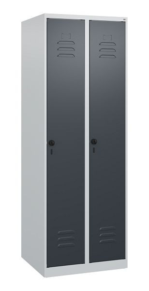 C+P Umkleidespind Classic PLUS, 2 Abteile, 1700x600x500mm, 7035/7016, Drehriegel, 0800007-20 S10007