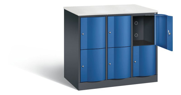 C+P XL lockerkast Resisto, H1077xB1148xD640mm, kleur: zwartgrijs / gentiaanblauw, 8472-373 S10054