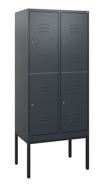 C+P Doppelstöckiger Spind Classic PLUS, Gestell, 2 Abteile, 1950x800x500mm, 7016/7016, Zylinderschlösser, 0803305-22 S10042