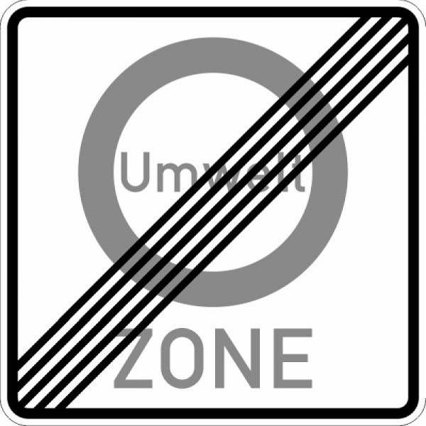 Steen HGS einde van een verkeersverbodszone ter vermindering van schadelijke luchtverontreiniging in een zone nr. 270.2, 840x840mm /RA2/vlakke vorm 3mm, 270.2-223