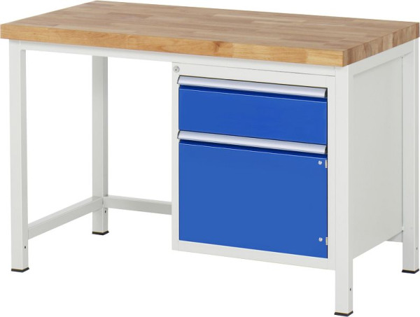 RAU werkbank serie 8000 - frameconstructie (gelast frame), onderbouw container (1x lade, 1x draaideur), 1250x840x700 mm, 03-8152A1-127B4S.11