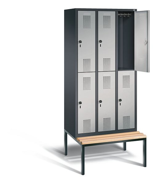 C+P locker dubbeldekker Evolo, H2090xW900xD815mm, kleur: zwart-grijs/wit aluminium, 48350-30 S10158