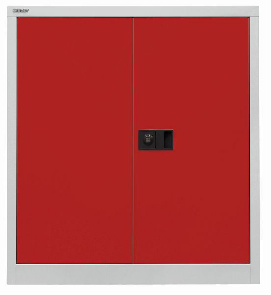 Bisley universele draaideurkast, 1 gegalvaniseerde plank, 2 OH, romp lichtgrijs, kardinaalrode fronten, E402A01G506