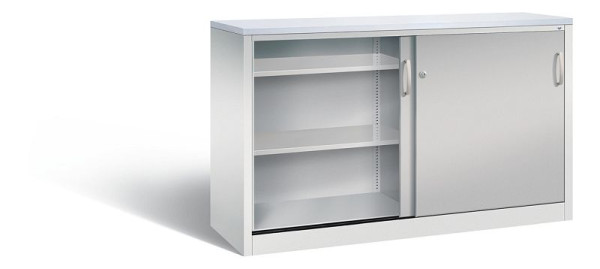 C+P dressoir met schuifdeuren Acurado, H1000xB1600xD500mm, kleur: lichtgrijs/wit aluminium, beugelgreep, 2156-00 S10098