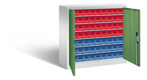 C+P tijdschriftenkast serie 13, H1000xB1000xD420mm, kleur: lichtgrijs / reseda groen, 133944-24 S10013