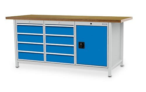 Bedrunka + Hirth box werkbank serie 2000 R18-24, 8x150mm, lade volledig uittrekbaar 100%, 2000 x 750 x 859 mm, 03.19.46V