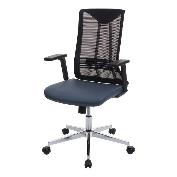 Mendler bureaustoel HWC-J53, bureaustoel, bureaustoel, ergonomisch kunstleer, blauwgrijs, 81085