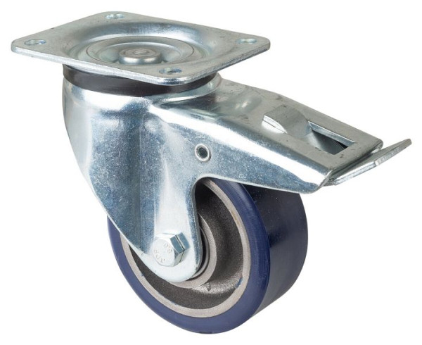 BS Wielen Zwaarlastwiel met rem, breedte 50 mm, Ø125 mm, tot 400 kg, polyurethaan gegoten 78 Shore A, gegoten wiellichaam, kogellager, L620.C11.125