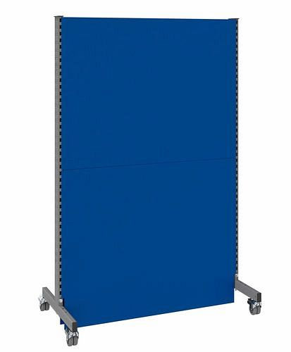DENIOS mobiele akoestische scheidingswand, basisveld, B 1250, H 2000 mm, tweezijdige akoestische geperforeerde plaat, grijs/blauw, 293107