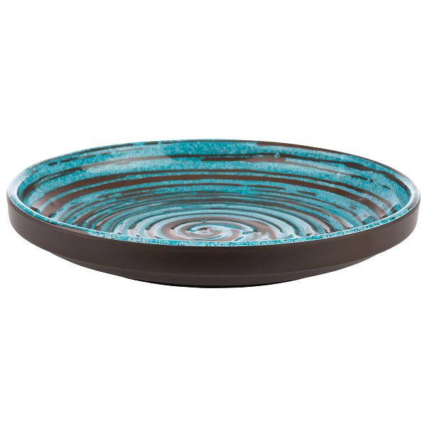 APS bord -CANCUN-, Ø 18 x 3 cm, melamine, binnenkant: decor, turquoise / bruin, buitenkant: bruin, 85202