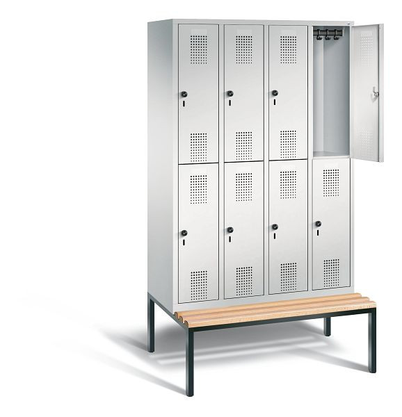 C+P locker dubbeldekker Evolo, H2090xB1190xD815mm, kleur: lichtgrijs, 48350-40 S10024