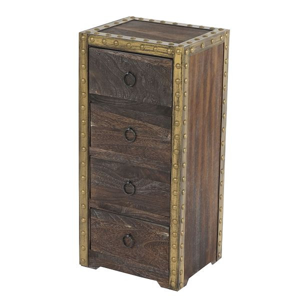 Mendler ladekast Duran, ladekast, 4 lades 70x33x26cm shabby look vintage, bruin, 38433