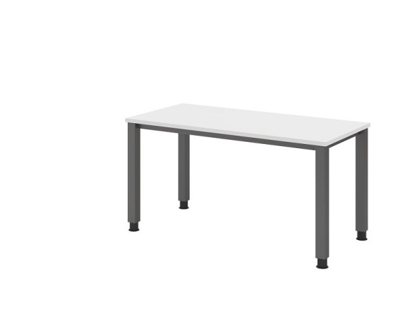 Hammerbacher bureau QS614, 140 x 67 cm, blad: wit, 25 mm dik, 4-poots frame in grafiet (vergelijkbaar met RAL 7012), werkhoogte 68,5-81cm, VQS614/W/G
