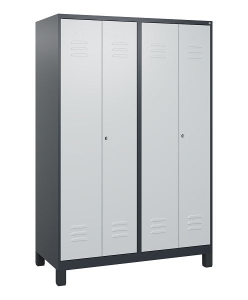 C+P luierkluis Classic PLUS, dubbele locker, voeten, 4 vakken, 1800x1200x500mm, 7016/7035, cilindersloten, 0800127-40P S10028