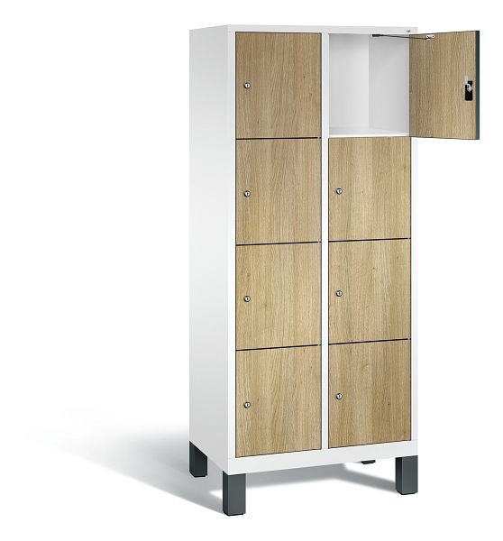 C+P lockerkast Evolo, H1850xW810xD500mm, kleur: verkeerswit / decor eiken Sereno, 48010-224 S10192