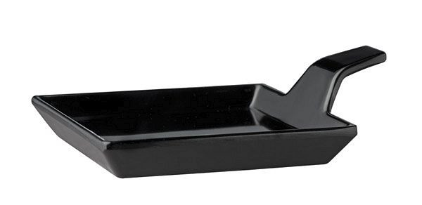 APS fingerfoodbord, 9,5 x 9,5 cm, hoogte: 1,5 / 3,5 cm, melamine, zwart, handvat: 3 cm, -FLYING BUFFET-, verpakking: 24 stuks, 83879