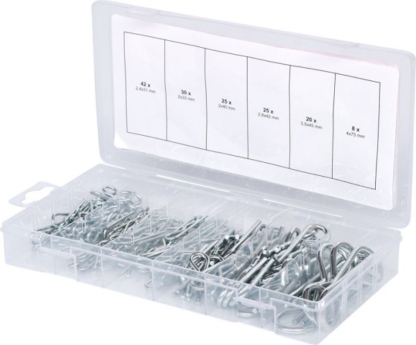 KS Tools assortiment veersplitpennen, 1, 8x33 - 3, 9x75, 150 stuks, 970.0060