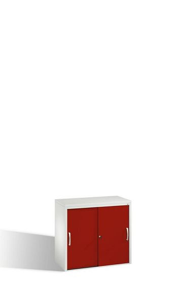 C+P dressoir met schuifdeuren Acurado, H720xB800xD400mm, kleur: lichtgrijs/robijnrood, beugelgreep, 2 niveaus, 5722-00 S10095