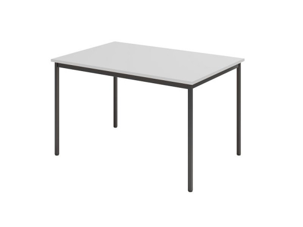 Hammerbacher vergadertafel VS12, 120 x 80 cm, blad: grijs, vierpootsframe zwart, werkhoogte 72 cm, rondom stalen frame zwart, VVS12/5/D