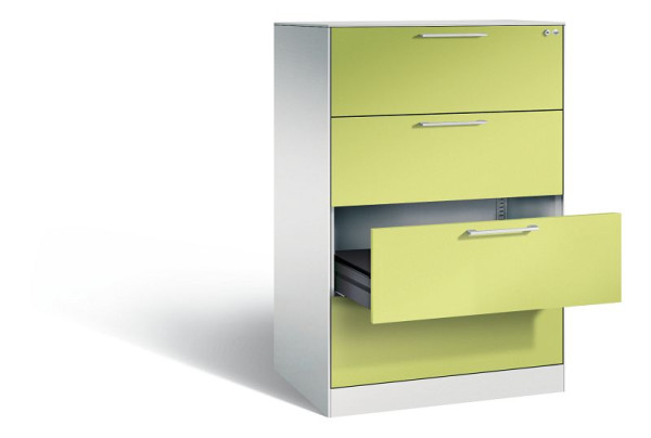 C+P archiefkast Asisto, H1310xB800xD600mm, kleur: lichtgrijs / virid groen, beugelgreep, 146223-422 S10104