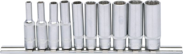 KS Tools 1/4" 12-kant doppenset, lang, 10-delig, 917.0630