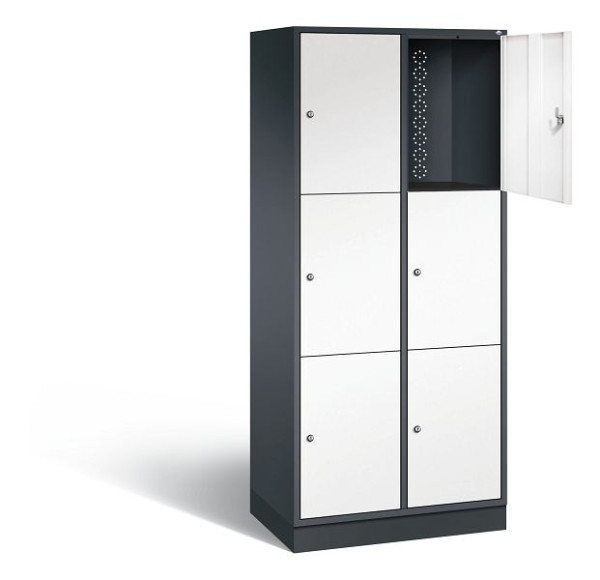 C+P XL lockerkast Intro, H1950xW820xD490mm, kleur: zwartgrijs / verkeerswit, 8370-202 S10145