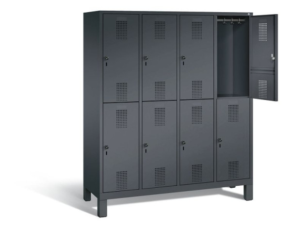 C+P locker dubbeldekker Evolo, H1850xB1590xD500mm, kleur: zwart-grijs, 48310-42 S10021