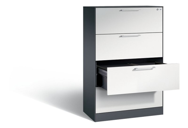 C+P hangarchiefkast Asisto, H1310xB800xD435mm, kleur: zwartgrijs/lichtgrijs, beugelgreep, 146023-412 S10049
