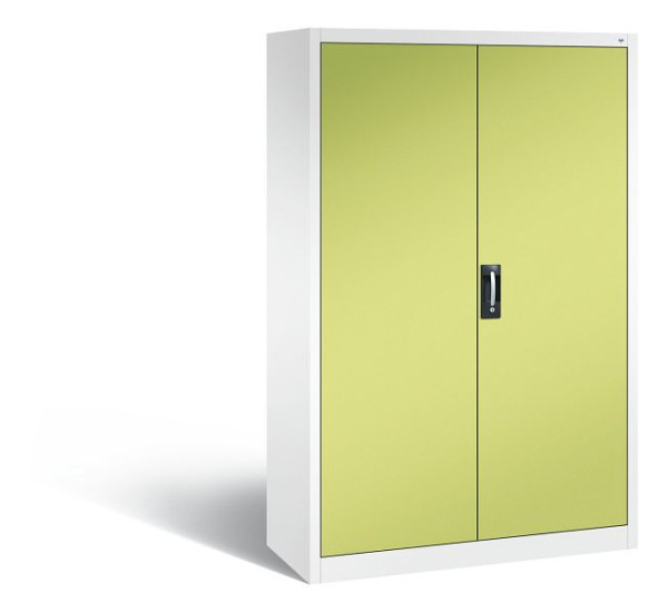 C+P archief-/garderobekast Acurado, H1950xB1200xD500mm, kleur: verkeerswit / maagdelijk groen, verzonken handgreep, 9480-30 S10043