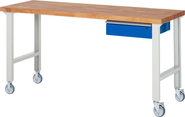 RAU verrijdbare werkbank 7001A1, 2000x700x1000mm, elk 2 bokwielen en zwenkwielen, 05-7001A1-207B4S22.11