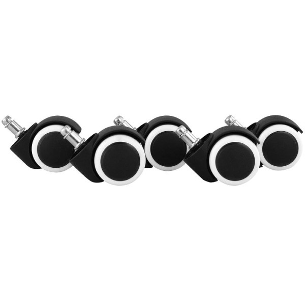 Amstyle set van 5 lichtlopende harde vloerwielen voor bureaustoelen 11 mm pen / diameter 50 mm, wit, SPM1.912