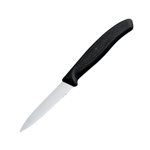 Victorinox Officemes Spitse Gekartelde Rand 8cm Zwart, CX746