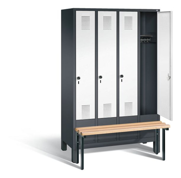 C+P garderobe Evolo, H1850xW1190xD815mm, kleur: zwartgrijs / verkeerswit, 48030-40 S10228