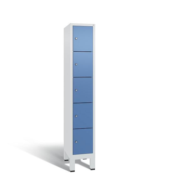 C+P lockerkast Evolo, 5 compartimenten, H1850B320D500 mm, lichtgrijs/vergrijsd blauw, 48010-105 S10057