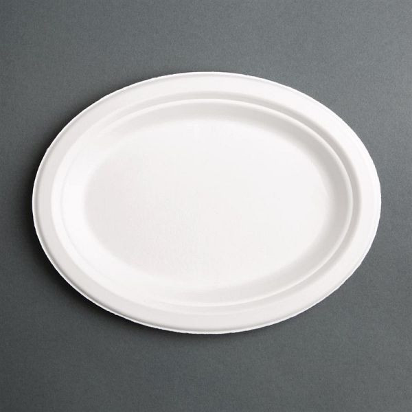 Fiesta composteerbare composteerbare bagasse ovale borden 19,8 cm (50 stuks), FC534