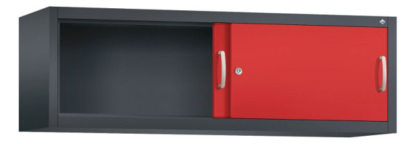 C+P bovenkast Acurado, H500xB1600xD400mm, kleur: zwartgrijs / vuurrood, beugelgreep, 1 niveau, 2144-00 S10097