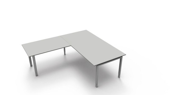 Kerkmann bureau extra groot / vergadertafel B 2000 x D 1000 x H 680-820 mm met aanschuiftafel, vorm 5, kleur: lichtgrijs, 11417311