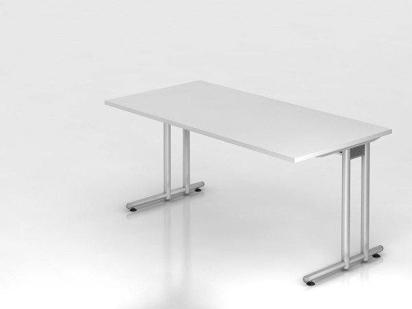 Hammerbacher bureau C-poot 160x80cm wit/zilver, werkhoogte 72 cm, VNS16/W/S