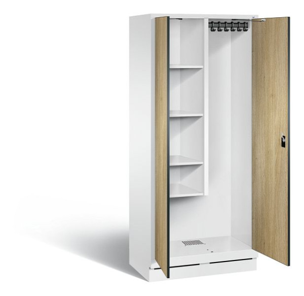 C+P reinigingsmiddelenkast Evolo, H1800xW810xD500mm, kleur: verkeerswit / decor eiken Sereno, 48120-02 S10182
