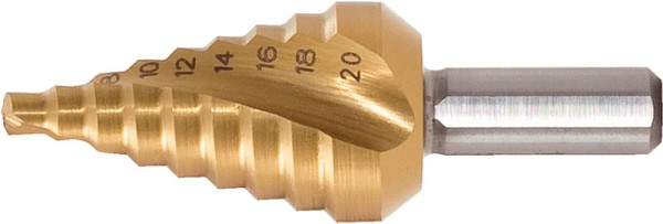 KS Tools HSS-TiN trappenboor extra kort, diameter 4-20mm, 9 treden, 330.2375
