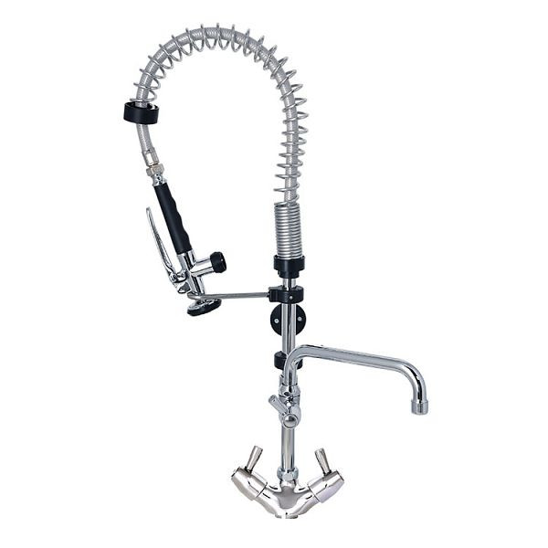 Gastro-Inox monoblock voorwasdouche voorzien van draaihendels en een zwenkkraan, 700mm, high performance, 402.105