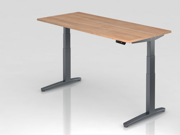 Hammerbacher elektrisch zit-sta bureau 180x80cm walnoot/grafiet, rechthoekige vorm, VXBHM19/N/GG