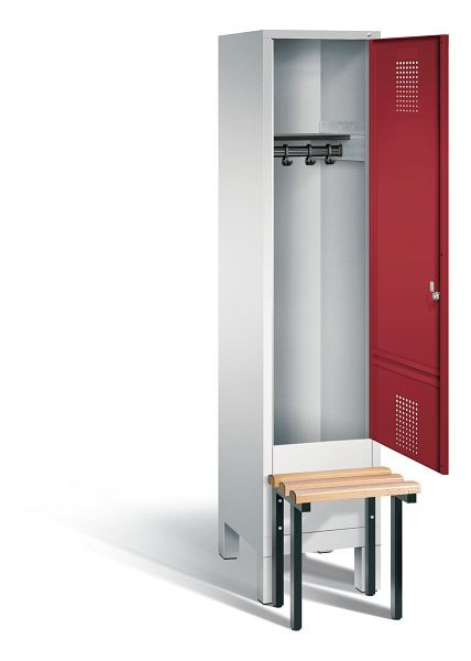 C+P Evolo garderobe, H1850xW420xD815mm, kleur: lichtgrijs/robijnrood, 48030-12 S10012