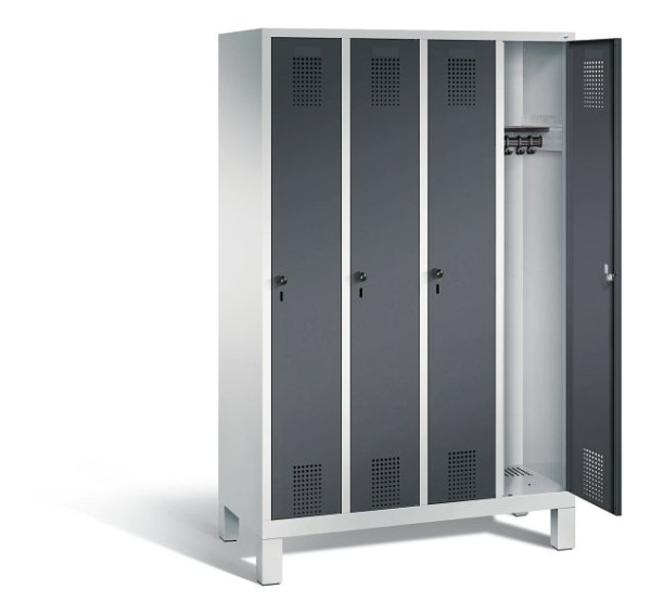 C+P garderobe Evolo, H1850xW1190xD500mm, kleur: lichtgrijs / zwartgrijs, 48010-40 S10064