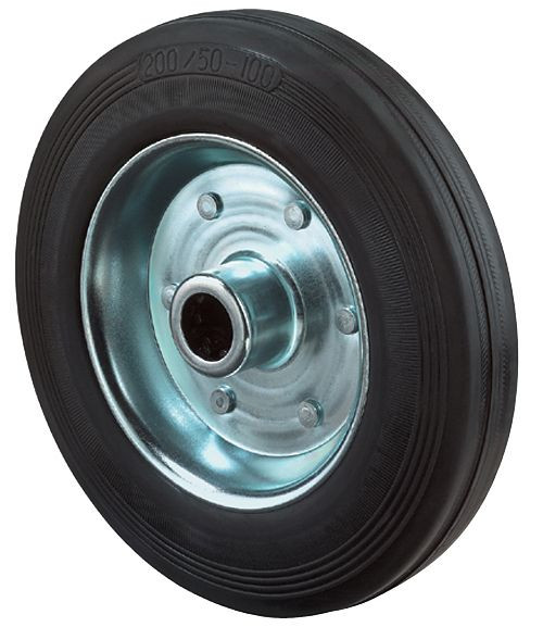 BS rollen rubberen wiel, wielbreedte 30 mm, wiel-Ø 100 mm, draagvermogen 70 kg, zwart rubberen loopvlak, rollager, VE 8 stuks, B55.100