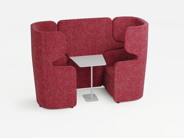 Bisley set van 2, tegenoverliggende fauteuil met hoge rugleuning, kleur: rood, zonder accessoires, incl. Tafel wit, VIVH2SETXPWM0130TABW