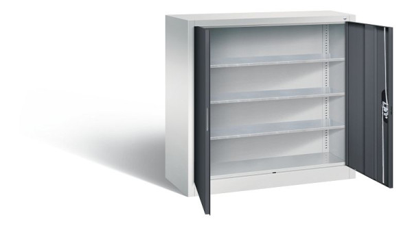 C+P tijdschriftenkast serie 13, H1000xB1000xD420mm, kleur: lichtgrijs/zwartgrijs, verzonken handgreep, 133944-21 S10042