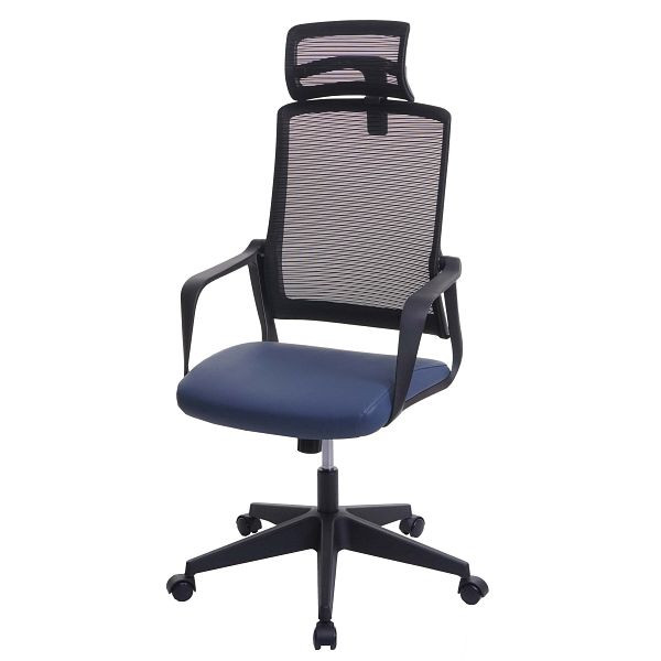 Mendler bureaustoel HWC-J52, bureaustoel, ergonomische hoofdsteun, imitatieleer, blauwgrijs, 81066