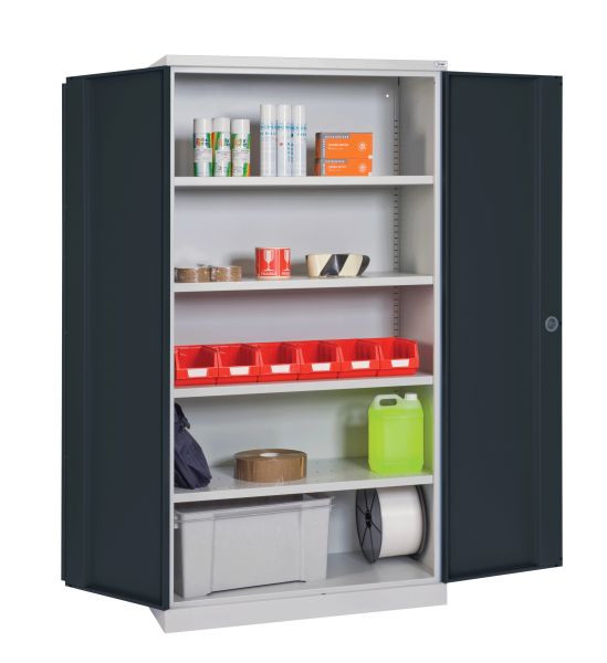 SOFAME draaideurkast B 1000 x D 500 x H 1950 mm, met 4 planken, antracietgrijs RAL 7016, W030020001GCGA