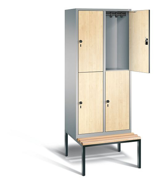 C+P locker dubbeldekker Evolo, H2090xW810xD815mm, kleur: wit aluminium / Donau esdoorn decor, 48350-22 S10237
